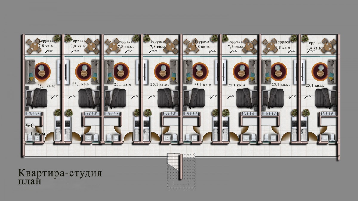 Апартаменты ID 019001 студия Апартаменты ID 019001 студия